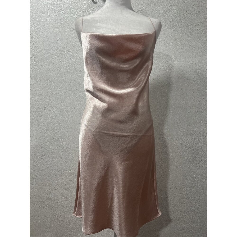 NEW Double‎ Zero Satin Cowl Neck Slip Dress Size L Blush/pink Coquette Cocktail